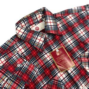 Kings Road Flannel Shirt Mens XL Red Vintage 70s Plaid Long‎ Sleeve Button Down
